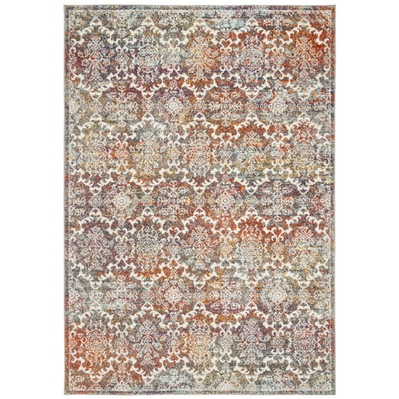 SAFAVIEH Madison David Damask Area Rug, Light Grey/Rust, 3' x 5'