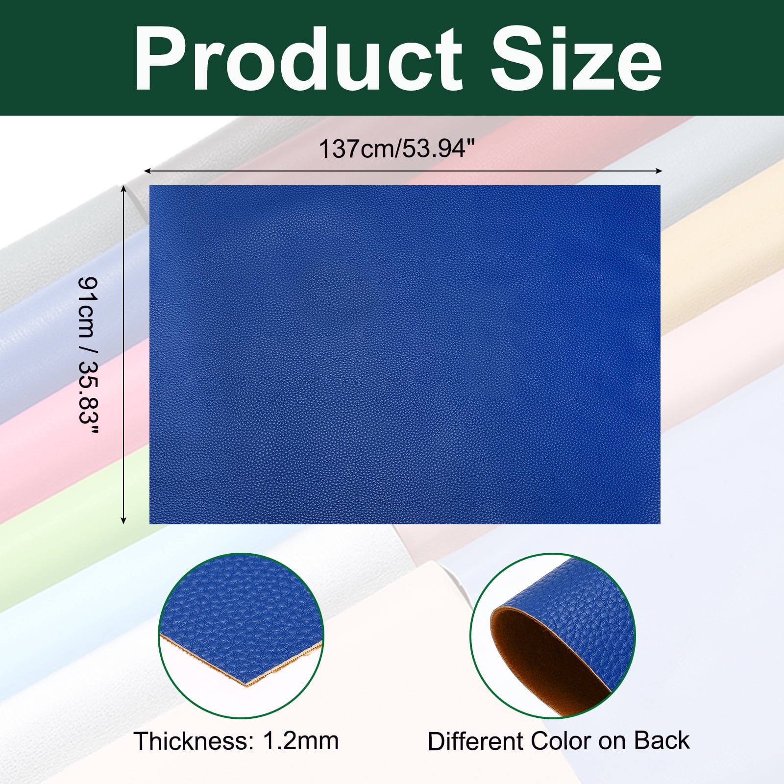 Uxcell Faux Leather Fabric Sheets, 54x36 Inch Waterproof Solid Soft PU Synthetic Leather Sheet for Upholstery Replacement Renovate Sofa Furniture Bag Crafts DIY Sewings(Deep Blue)