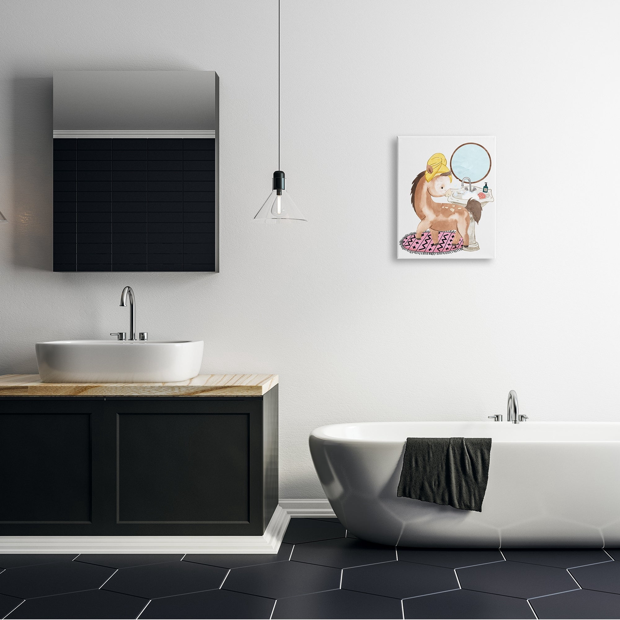 Stupell Industries Children's Horse Bubbly Bathroom Sink Wash Hands, 24 x 30,Design by Erica Billups