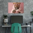 thumbnail image 4 of Mudket Leopard with Pink Glasses & Hot Cocoa Canvas Wall Art, Funny Glam Fashion Wall Art for Bedroom Print for Girls Apartment Home Decor , Framed Ready to Hang - 12"L x 8"W, 4 of 9