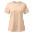 thumbnail image 4 of FRSASU Plus Size Clearance Women Ladies Solid Short Sleeve Pullover Lace Tops Shirts Blouse Beige 12(XXL), 4 of 5