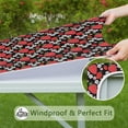 thumbnail image 6 of Red Strawberry Plants Flower Black Pattern Square Fitted Tablecloth with Elastic Edge,Square Table Cover,Washable Elastic Table Cover for Home Kitchen Party Decor 34"x34", 6 of 6