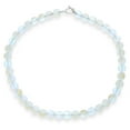 thumbnail image 1 of Bijoux Simples Occidentaux Changeant Transcalent Pierre de Lune Créée Ronde 10MM Perle Collier pour Femmes Fermoir Plaqué Argent 19 Pouces, 1 of 3