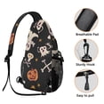 thumbnail image 3 of Sling Backpack,Playful Halloween Ghosts Pattern Sling Bag with Water Bottle Holder,Waterproof Sling Bag for Men/Women with Headphone Jack for Hiking,Travel, 3 of 6