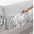 thumbnail image 2 of Asian Bed Skirt, Repeating Hieroglyphs Bamboo Leaves Illustration on Plain Backdrop, Elastic Bedskirt Dust Ruffle Wrap Around for Bedding Decor, 4 Sizes, White Pale Taupe, by Ambesonne, 2 of 2