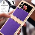 thumbnail image 6 of Compatible Luxury Case for Samsung Galaxy Z Flip 3 Case with Hinge Protection,Plating PC with Leather Cover Phone Case for Galaxy Flip 3 Case,Samsung Z Flip 3 Case Samsung Flip Z 3 Case Purple, 6 of 6