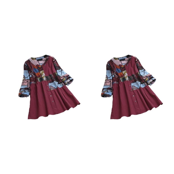 Jumpingount Blusa de manga larga con cuello y estampado extragrande para mujer de primavera Type7 NO7 Jumpingount CBP367543