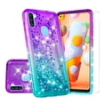 thumbnail image 1 of Case for Samsung Galaxy A11 Case with [Tempered Glass Screen Protector] SOGA Diamond Liquid Quicksand Cover Cute Girl Women Phone Case - Teal / Purple, 1 of 5