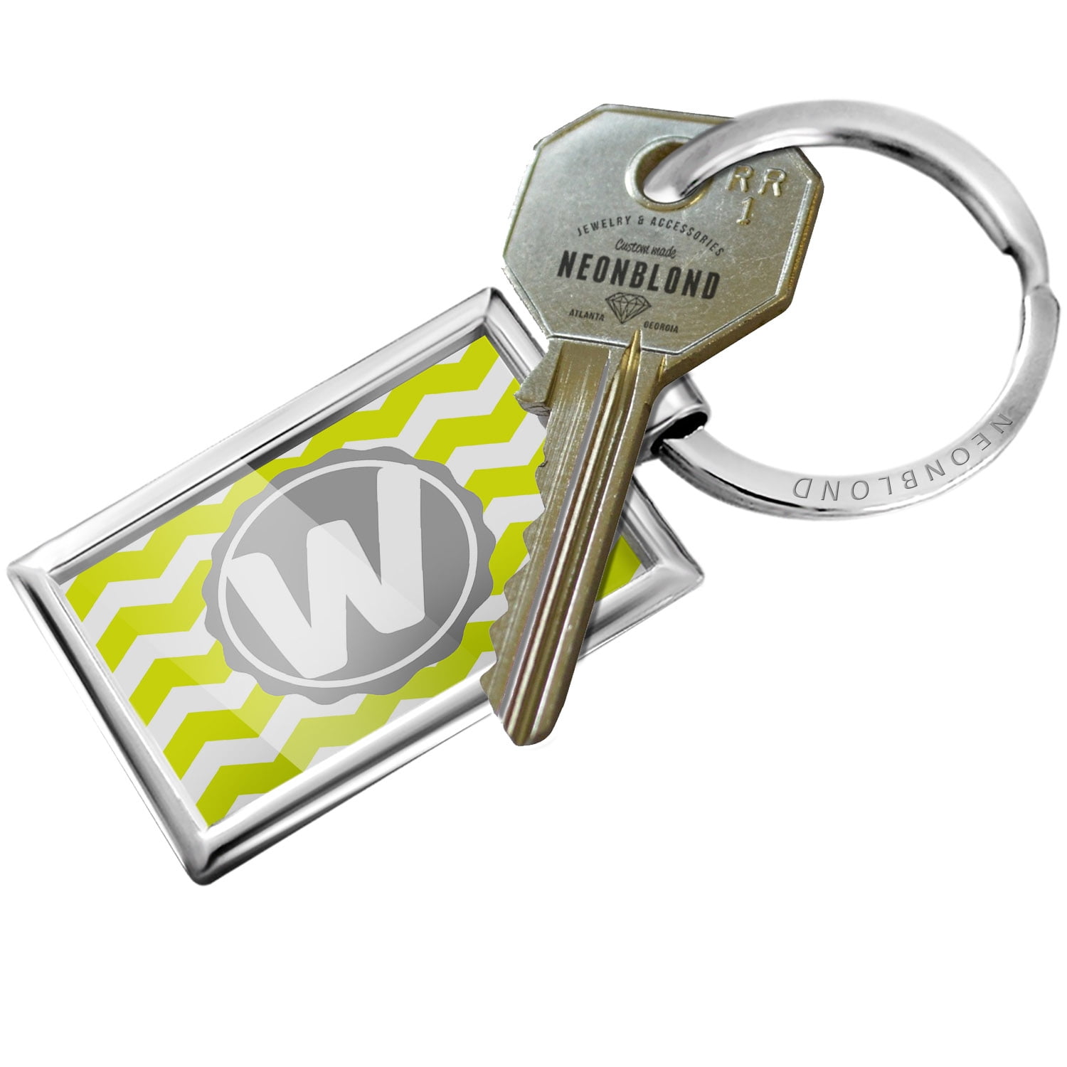 NEONBLOND Custom Charm Monogram 4 Grey Chevron 925 Sterling Silver Bead NEONBLOND Custom Charm Monogram 4 Grey Chevron 925 Sterling Silver Bead