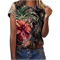 thumbnail image 2 of Gaecuw Shirts for Women Tops Blouses Short Sleeve T Shirts Regular Fit Pullover Tees T-Shirts Floral Print Tops Crew Neck Blouses Casual T Shirts Durable Soft Lightweight Breathable Tees Tops, 2 of 6