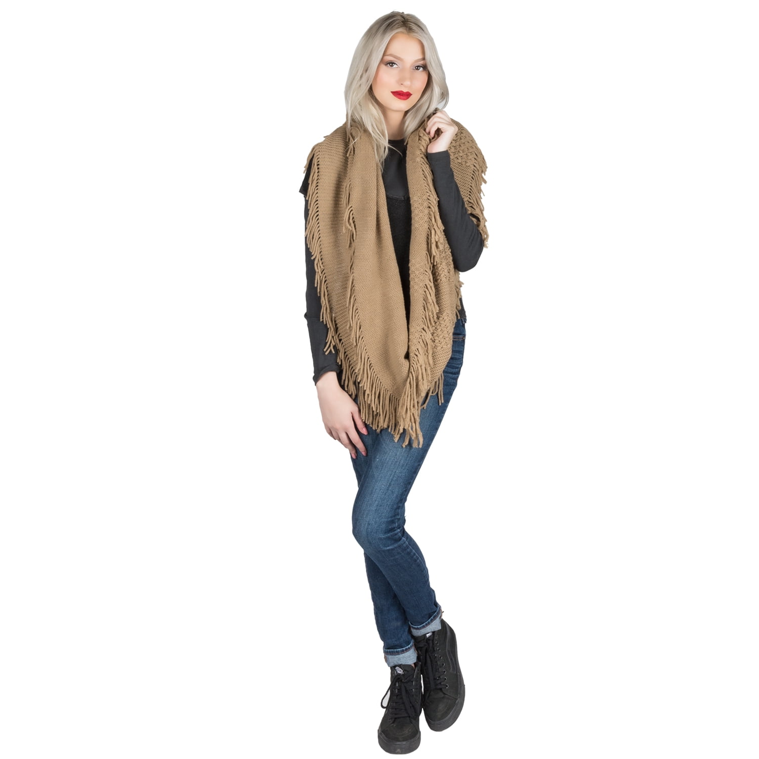 Light Weight Travel Warm Wrap Blanket Fringed Scarf