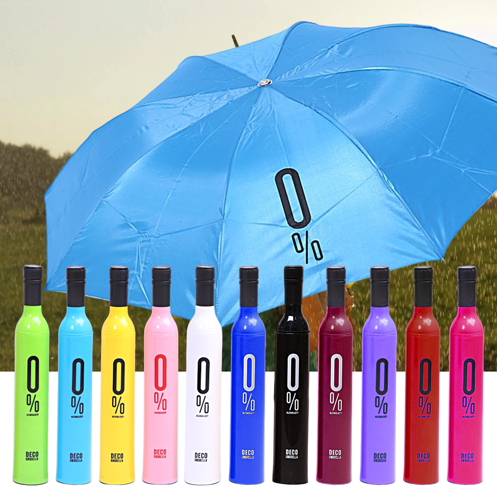 cdar Wine Bottle Umbrella Sunshade Wine Bottle Appearance Convenient Traveling Commuting Inside out Umbrella