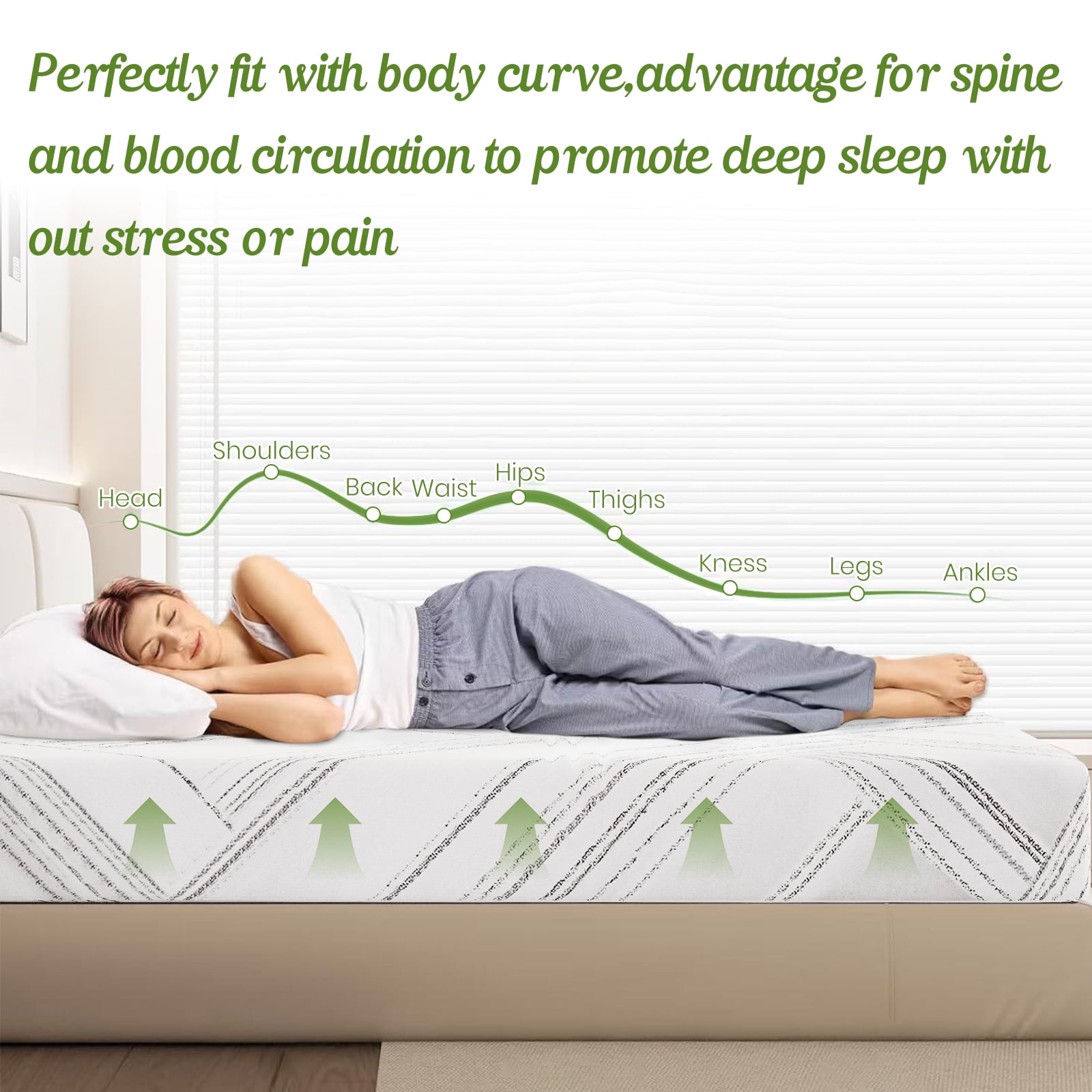 Gewnee 8 inch Medium-Firm Cooling Memory Foam Mattress in a Box,Twin-XL
