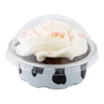 thumbnail image 2 of Pastry Tek 2 oz Round Cow Lines Aluminum Baking Cup - with Plastic Dome Lid - 2 3/4" x 2 3/4" x 1" - 100 count box, 2 of 3