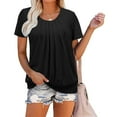 thumbnail image 5 of USSUMA T-Shirts for Women Trendy Women's Elegant Pleated Round Neck Blouse Top Shirt Short Sleeve Summer Tops Dressy Casual Sexy Tshirts, 5 of 8