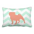 thumbnail image 1 of RYLABLUE Decorative Coral dog Mint Green White Chevron Zigzag Pattern Throw Pillowcase Standard Size 20x30 inches Two Side, 1 of 1