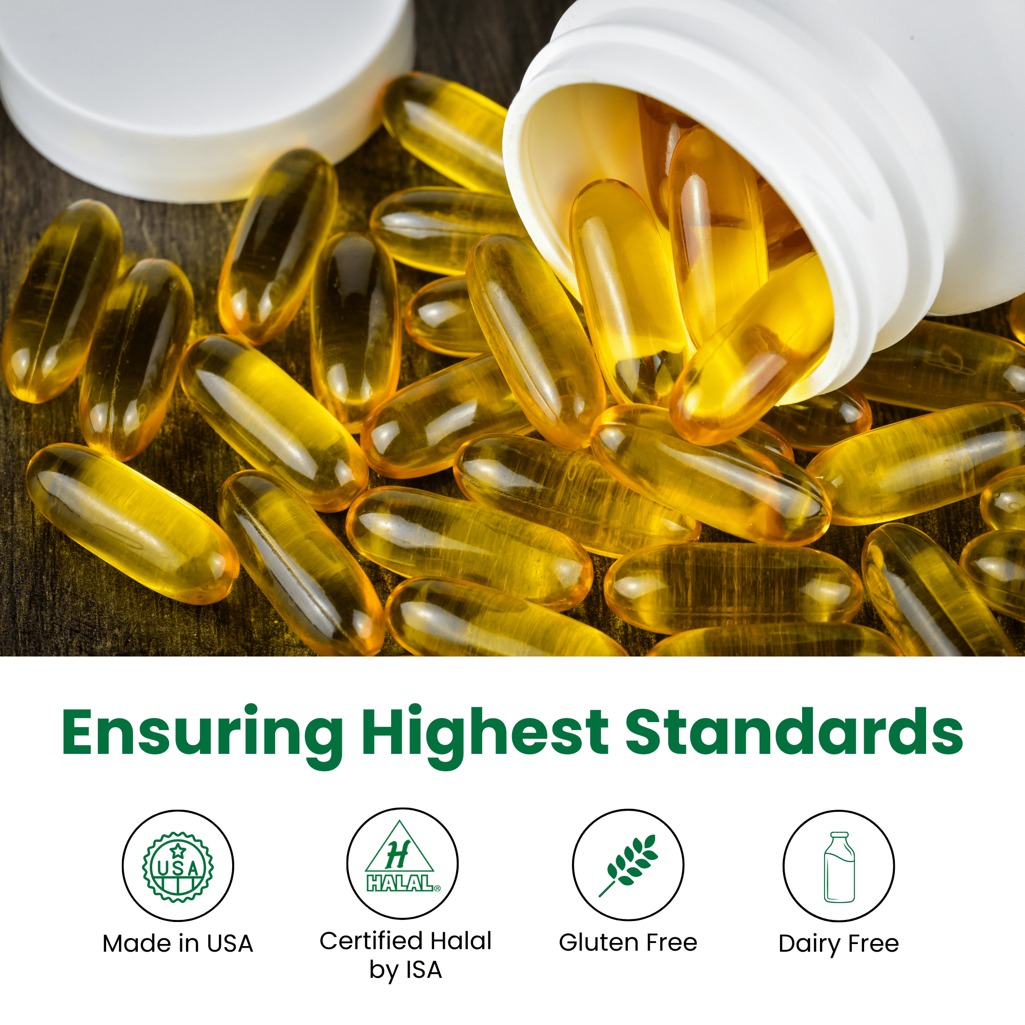 Zaytun Vitamins Halal Fish Oil 1200mg Omega-3, Supports Heart & Brain Health, One Per Day 120 Softgels (4 Months Supply), Made in USA, Halal Vitamins