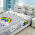 thumbnail image 2 of Erosebridal Kawaii Rainbow Zipper Queen Comforter Set with Fitted Sheet and 2 Pillowcases, Cartoon Clouds Zipper Bedding Set, Polka Dots Reversible, Gray Rainbow, Polka Dots Reversible, 2 of 7