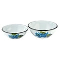 thumbnail image 2 of Novomoskovsjka Posuda Blueberry Enamel Serving Bowl Set of 2 pcs Shatterproof Enameled Steel Fruit and Salad Bowls for Cooking Enamel Mixing Bowl for Indoor and Outdoor Use Metal Bowls, White Blue, 2 of 6