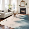 thumbnail image 3 of Area Rug 60×96in, Summer Foggy Forest Flying Bird Floor Carpet Living Room Rug, Retro Watercolor Tree Non-Slip Welcome Mat Indoor Rugs for Bedroom Dining Room, 3 of 9