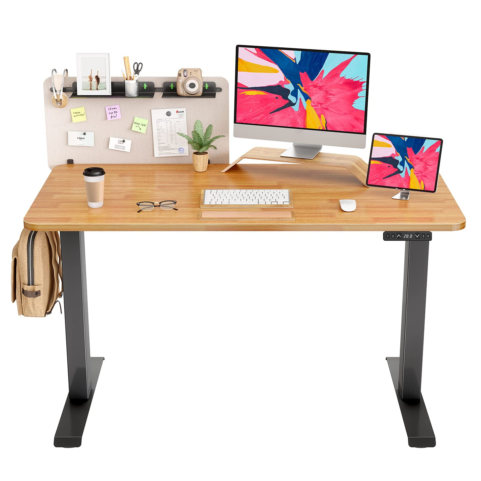 FEZIBO Dual Motor Electric Standing Desk with Desk Divider and Storage