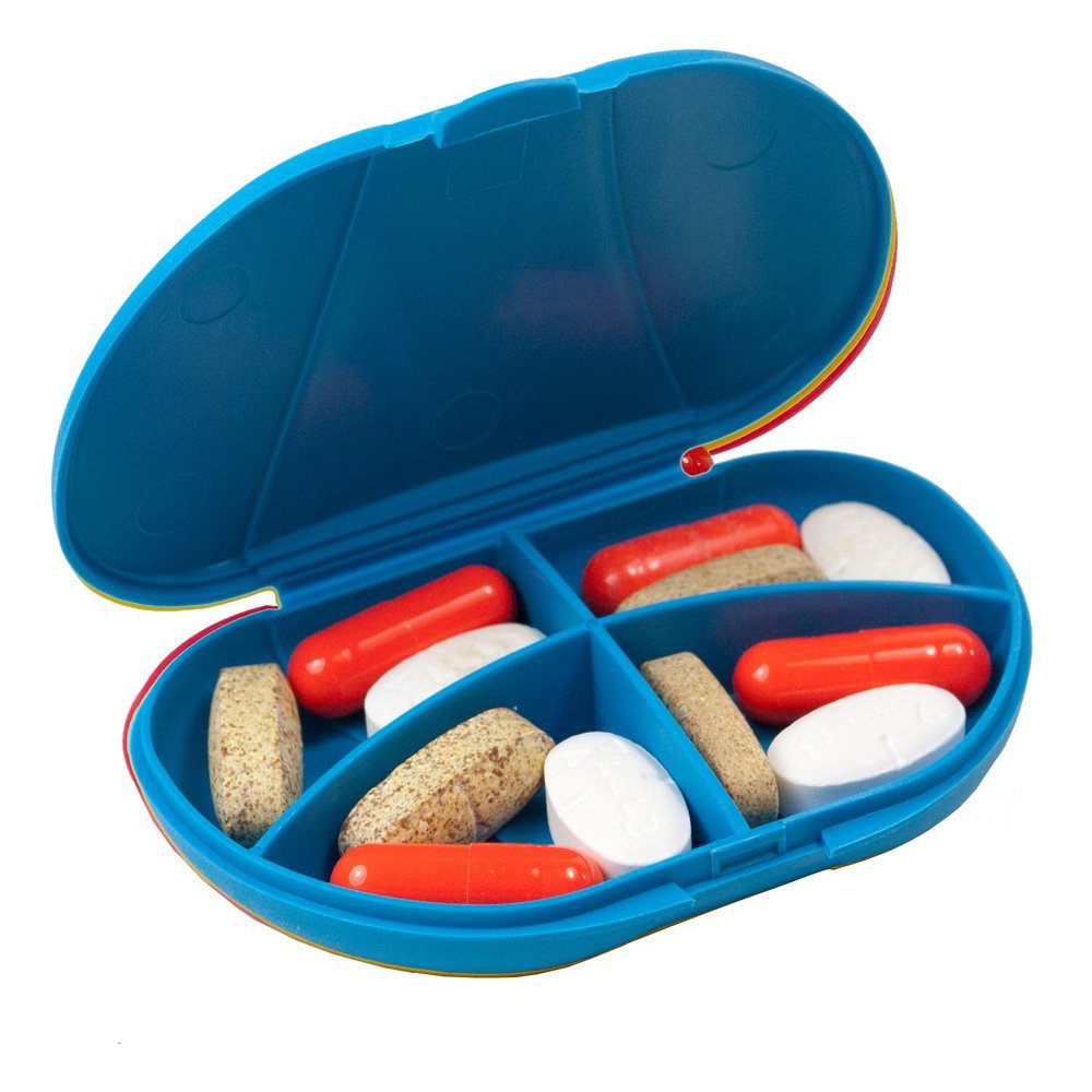 GMS Small Pocket Pill Box W/4 Compartments Holds up to 20 Pills Actual