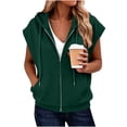 thumbnail image 2 of JSheng Women's Sleeveless Hoodies Full Zip Hooded Vest Top with Pocket Loose Fit Casual Sweatshirts Coat for Daily Wear Army Green L, 2 of 6