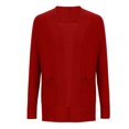 thumbnail image 5 of Women's Knit Cardigan Sweater Long Open Front Long Sleeve Sweater with Pockets Lightweight Fall Knitted Coats (Red 2XL), 5 of 6