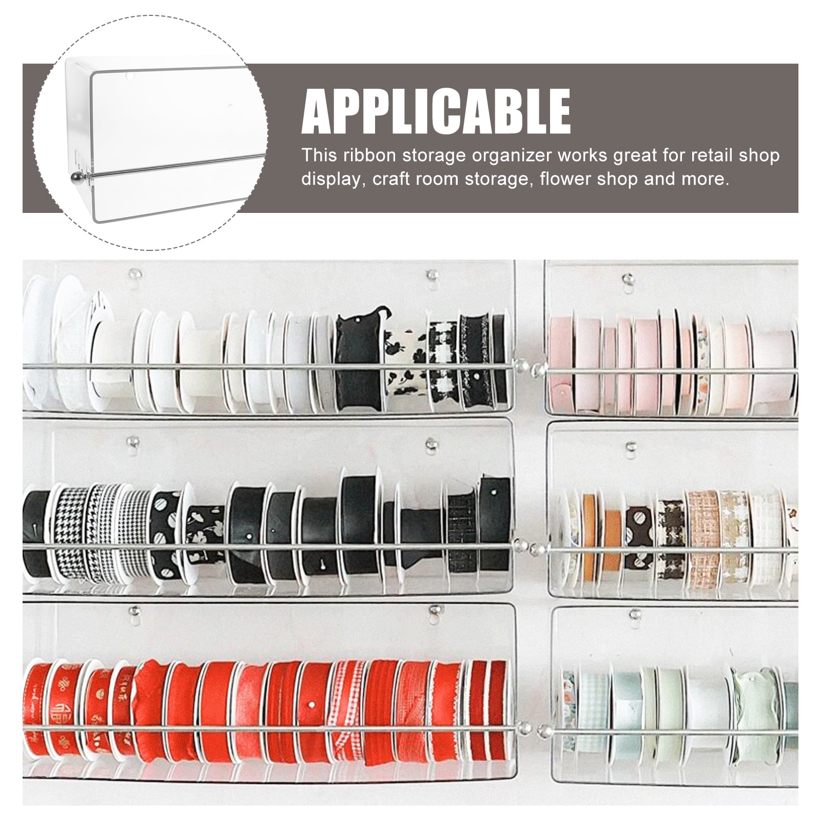 LABSERRON Craft Ribbon Holder Box Transparent 1Pack 18.5X6.3X6.1In