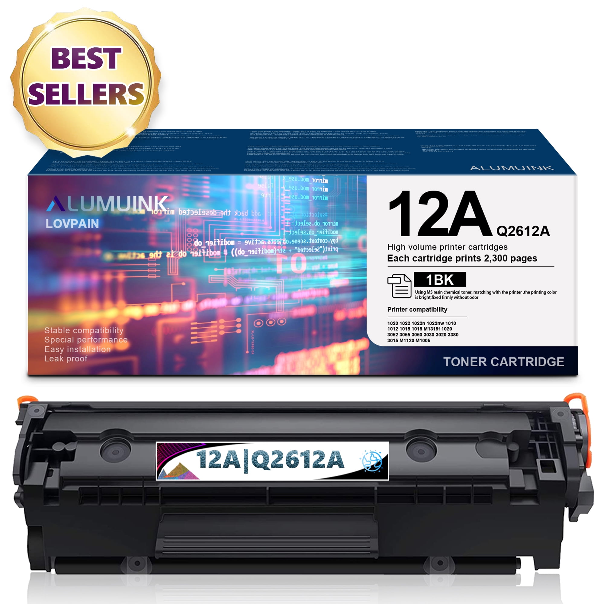 12A Q2612A Toner Cartridge Replacement for HP 1020 1022 Printer [Black