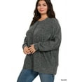 thumbnail image 3 of Zenana Women & Plus Size Brushed Melange Hacci Overside Kimono Batwing Sleeve Lightweight Hi-Low Hem Sweater, 3 of 5