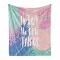 thumbnail image 1 of Enjoy the Little Things Soft Flannel Fleece Blanket, Inspirational Hand Lettering Words on Grunge Color Smear Background, Cozy Plush for Indoor and Outdoor Use, 50" x 60", Multicolor, by Ambesonne, 1 of 6