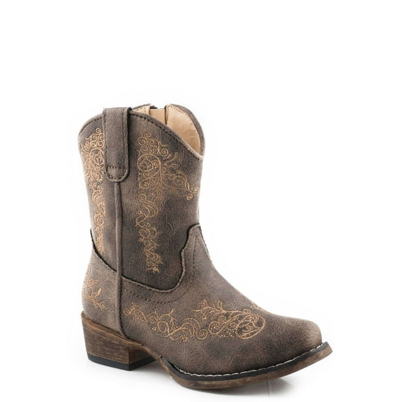 Roper Girls Riley Scroll Snip Toe Cowboy   Ankle Boots