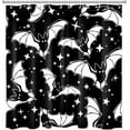 thumbnail image 2 of Spooky Halloween Shower Curtain Decor, Gothic Horror Halloween Black and White Bats Shower Curtains 72X79 inch Polyester Fabric Bathroom Decoration Bath Curtains Hooks Included, 2 of 6