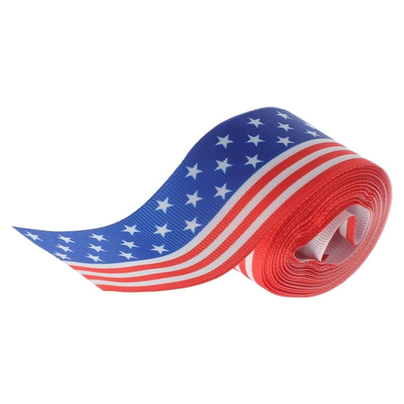 Masteelf 1 Roll Patriotic Wired Edge Ribbon 4th Of July Star And Striped Ribbons Craft Ribbon For Independence Day Wrapping Crafts Decoration 5 Yards .5 Inch