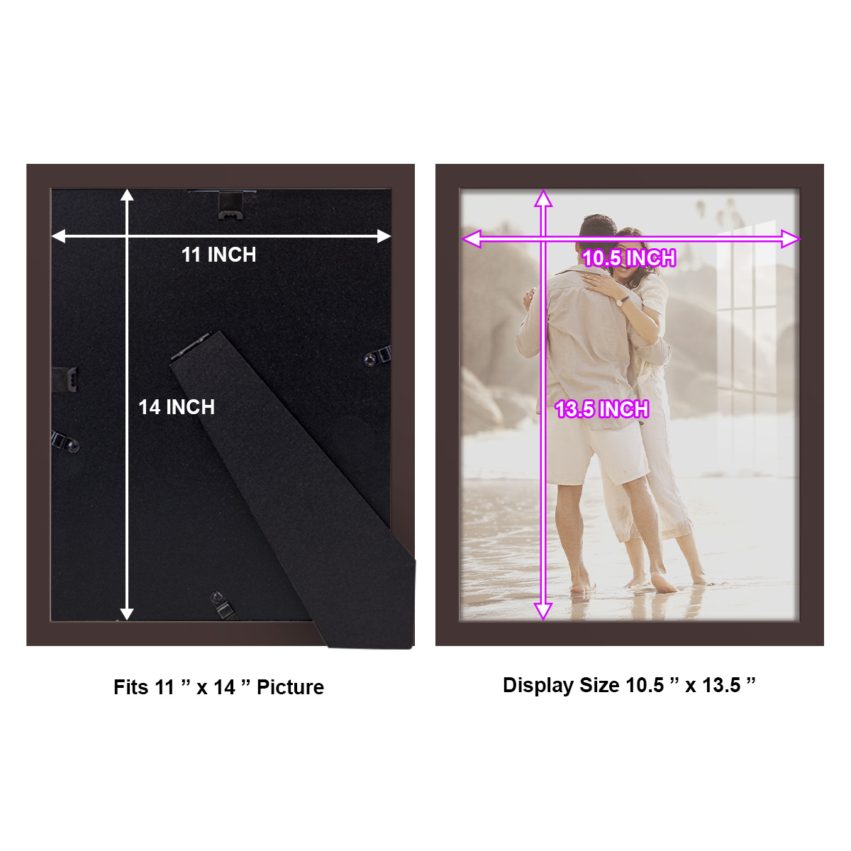 Modern Real Wood 11x14 inch Picture Frame in Brown