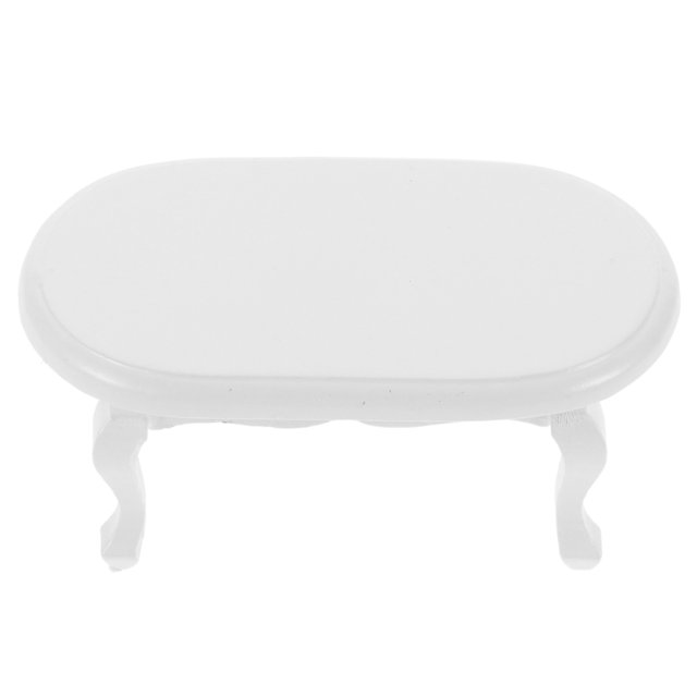 OULII 1Pack Oval Mini Table Furniture Prop for Role-Playing Games Tiny Furniture Decorative White 3.73X1.89X1.57In