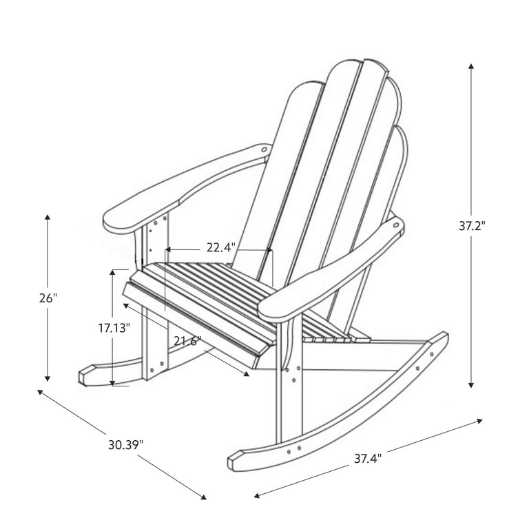 Linon Adirondack Sturdy Solid Acacia Wood Outdoor Rocker in Acorn Brown Stain