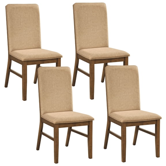 Gymax Upholstered Dining Chairs Set of 4 w/ Solid Rubber Wood Legs for Dining Room