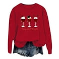 thumbnail image 1 of VBARHMQRT Chandail à Capuchon Noir Femme Chandail en Molleton Mode Automne/hiver Femme Imprimé Verre de Noël Col Rond, 1 of 3