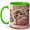 Green, variant on Cute Kitten Coffee Mug, Cozy Cat with Pink Yarn Pet Lover Design, 11 oz Ceramic Cup