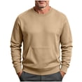 thumbnail image 3 of RongHuan Mens Crewneck Sweatshirt Fashion Fleece Pullover Kangaroo Pocket Fall Winter Long Sleeve Sweatshirts, 3 of 9