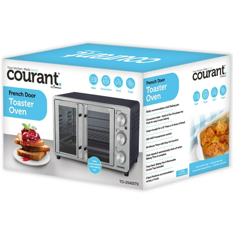Courant French Door Convection Toaster Oven & Broiler, Fits 9x13