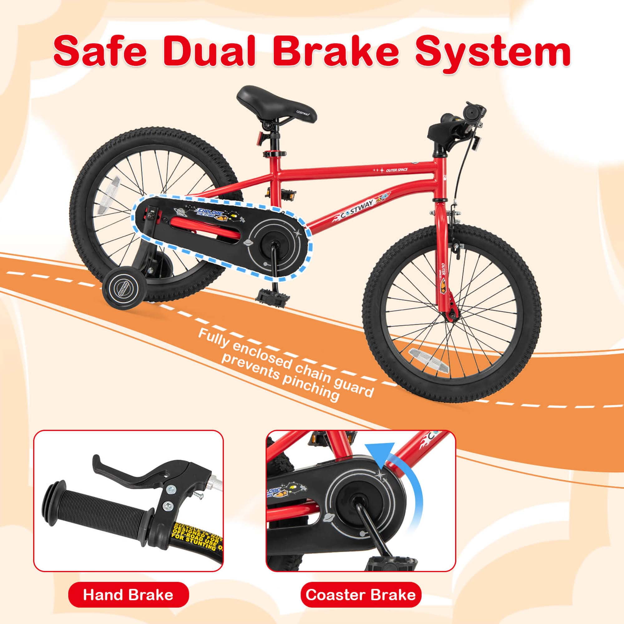 Costway 18-Inch Kid's Bike for 4-8 Years Old with Adjustable