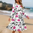 thumbnail image 4 of Hxlamzoo Dress for Women Casual Loose Fit Long Sleeve Round Neck Printed Dress with Pockets Fashion for Daily Wear, 4 of 6