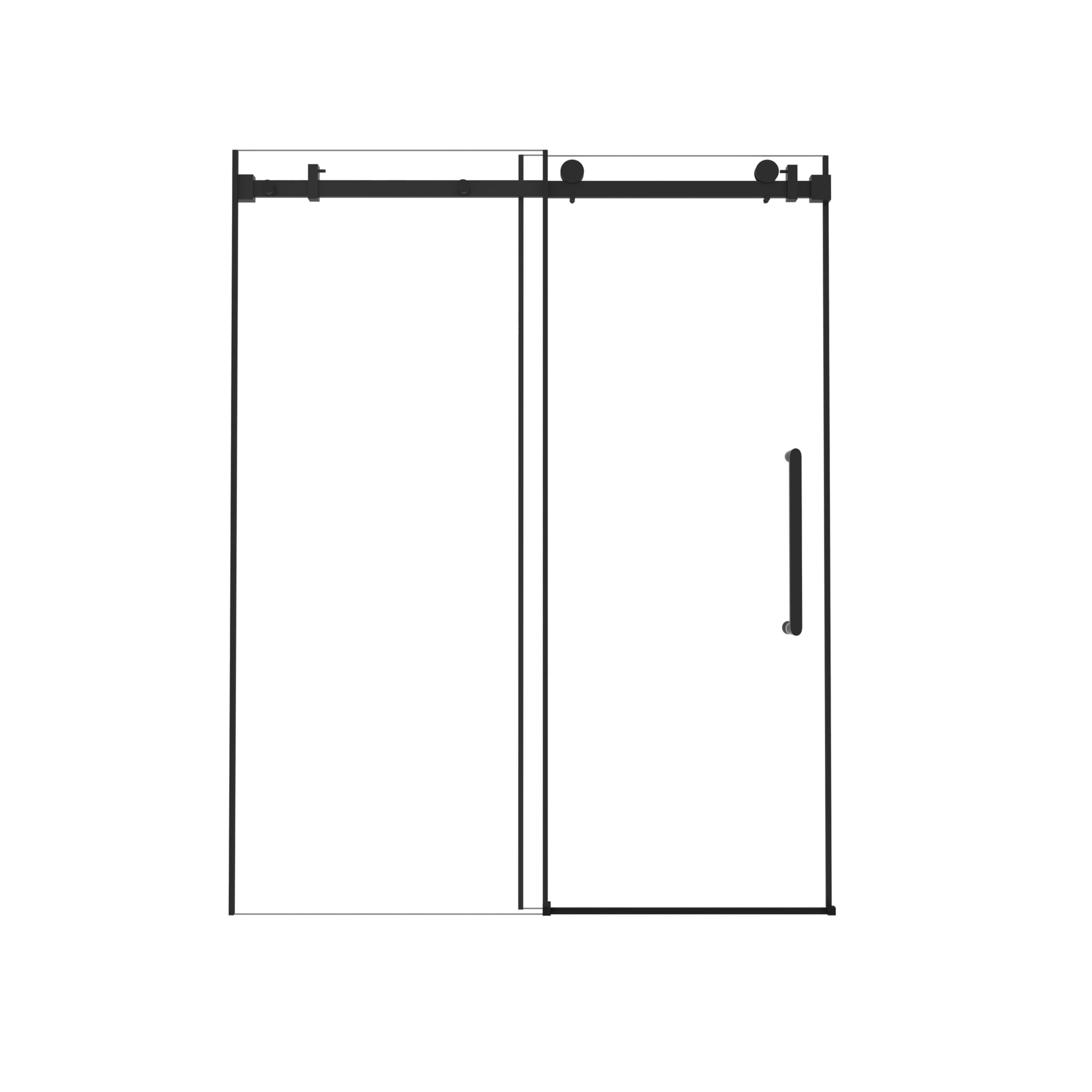 Noble House 60"x76" Frameless Sliding Shower Door, Tempered Glass with Stainless Steel Handle, Matte Black