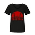 thumbnail image 4 of Usmixi Womens Summer Tops Short Sleeve V-Neck Baseball Letter Print T Shirts Mother's Day Plus Size Breathable Comfy Pullover Blouses Black S, 4 of 5