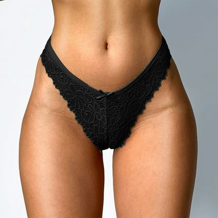 Hamky Womens Underwear Cotton Underwear Women Floral Lace Mesh Panties Low Rise Hollow Out Transparent Plus Size Underwear Seamless Underwear Lace Underwear Black XL