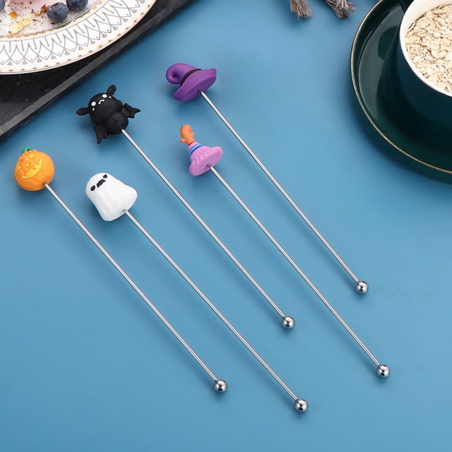 Cuchara Mezcladora de Acero Inoxidable con Temática de Halloween | Negra | Acero Inoxidable 304 | Removedor de Bebidas | 19,5 Cm | Decoración de Halloween | Utensilios de Bar | Artículo de Regalo