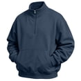 thumbnail image 2 of Fleece Quarter Zip Sweatshirt for Men Long Sleeve Stand Collar Solid Pullover Trendy Fall Winter Casual Warm Comfy Top with Pocket Navy S, 2 of 4